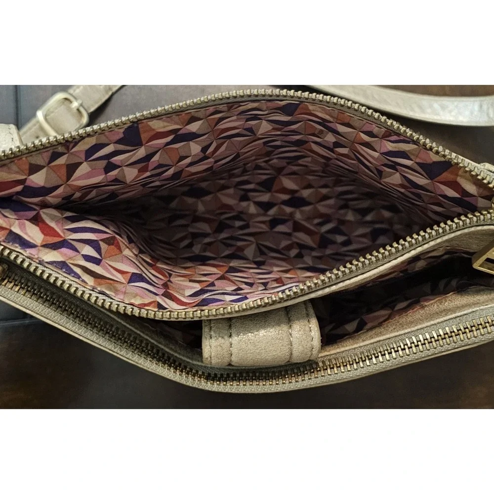 HOBO Goldie Leather Crossbody Bag Metallic Gold Magnetic Closure Adjustable